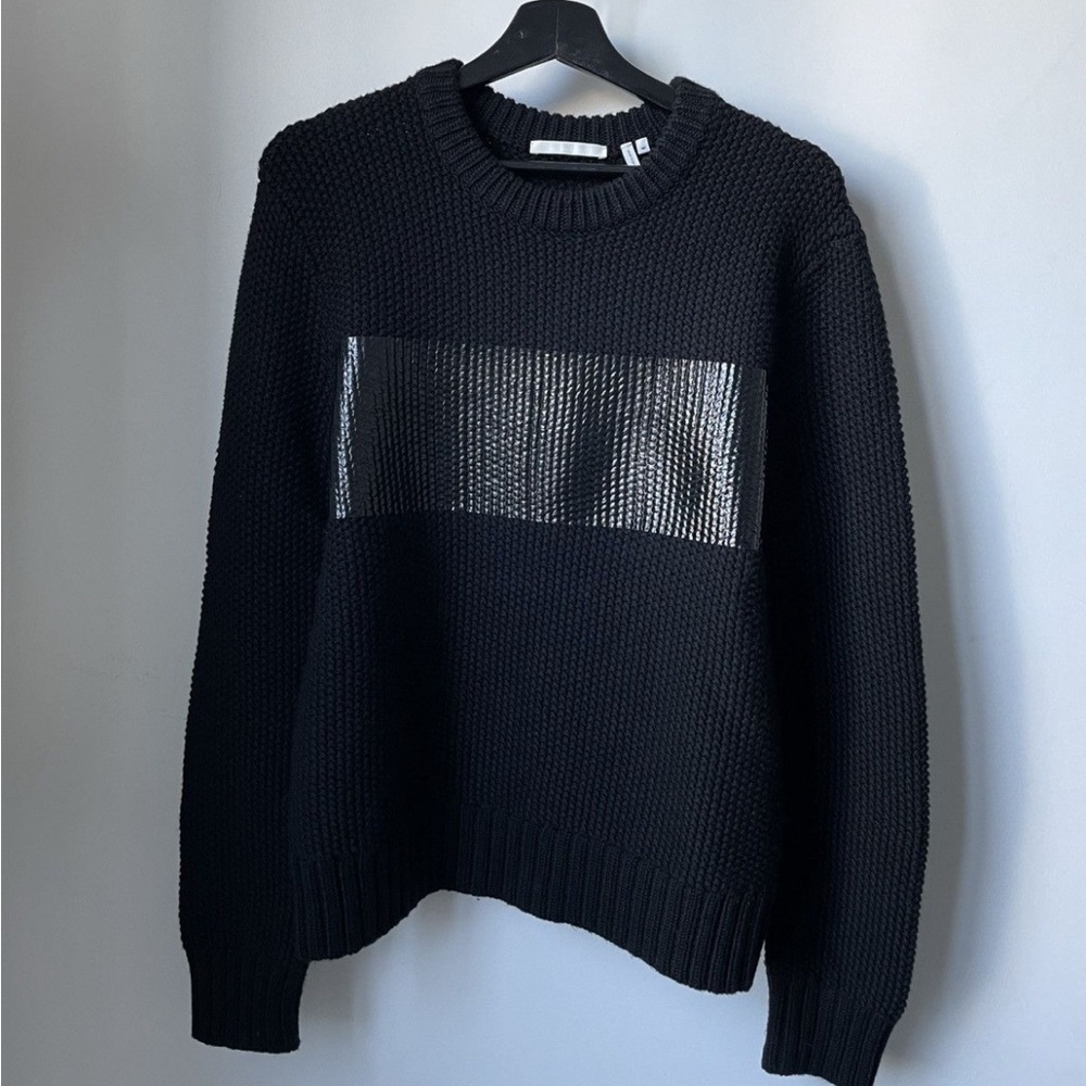 Helmut Lang Archive Knit Sweater Black Vinyl Stripe Wool
